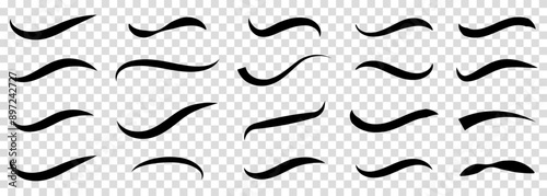 Hand drawn black calligraphy swoosh icons