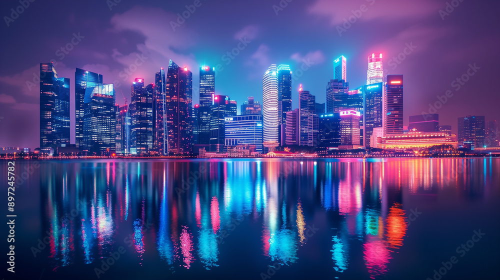 Obraz premium 夕暮れの美しい都市