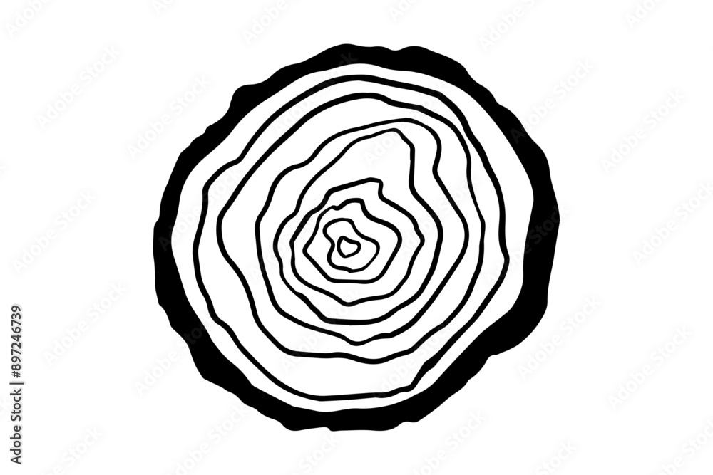 Fototapeta premium Circular wood rings. Saw cut timber. Line ripple circle wood texture. Vector illustration