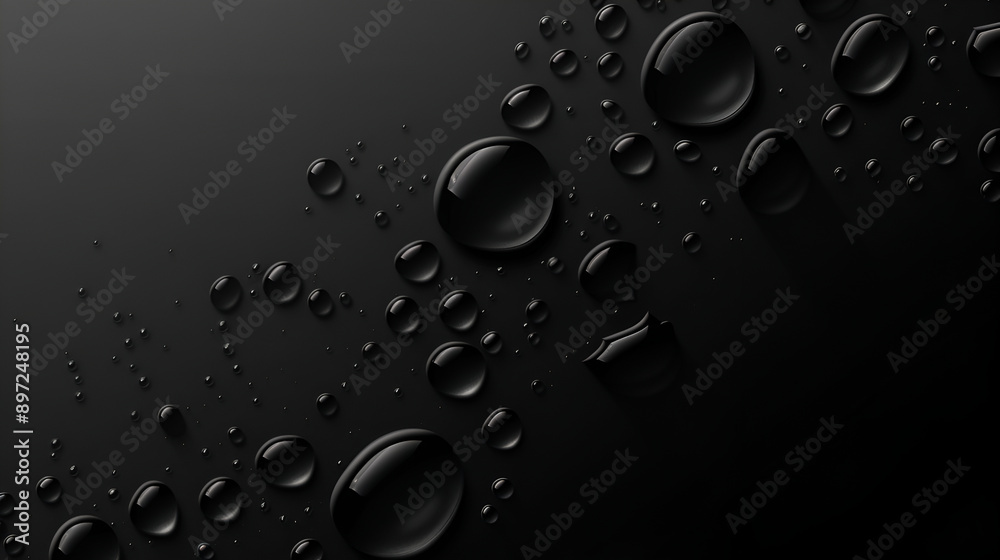 Water drops on a black background ,Black background, Drops of water, Many different drops of water on the metal surface, Abstract background and texture for design Water drops on a black background ,Black background, Drops of water, Many different drops of water on the metal surface, Abstract background and texture for design