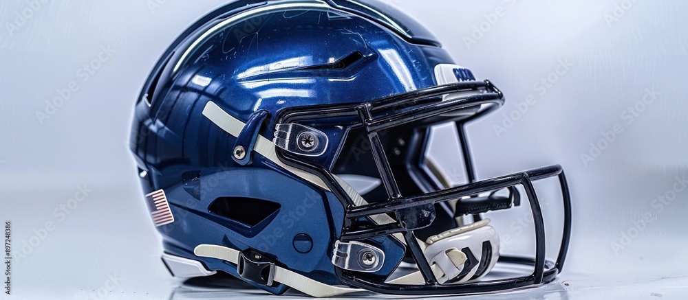 Blue Football Helmet with White Stripes Blue Football Helmet with White Stripes