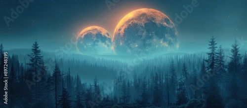 Mystical Forest Under a Double Moon