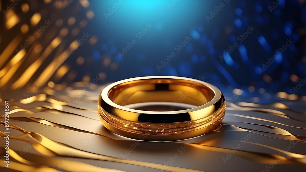 Abstract golden ring on a backdrop of bright lines Abstract golden ring on a backdrop of bright lines