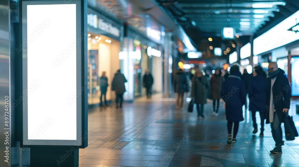 sleek digital signage screen in bustling public space blank display ready for customization modern design blends with urban environment