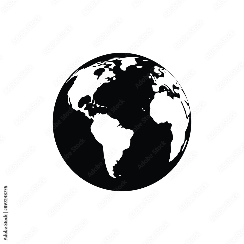 Obraz premium Earth globe icon. World map silhouette illustration