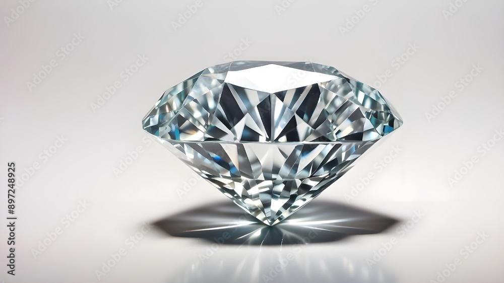 A diamond exhibited on a white background A diamond exhibited on a white background