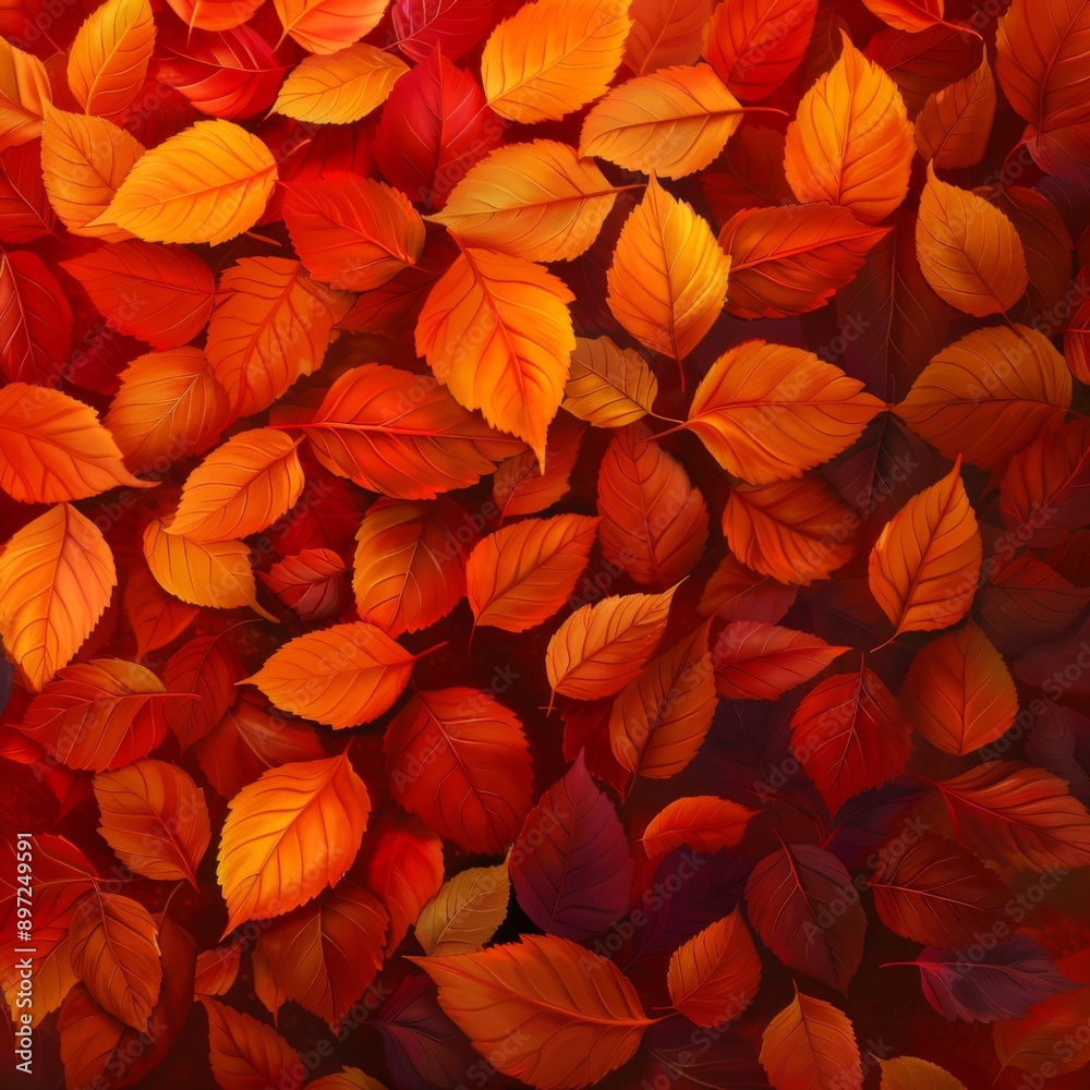 Autumn leaves close up background. Colorful fall leaves pattern. Macro top view Autumn leaves close up background. Colorful fall leaves pattern. Macro top view