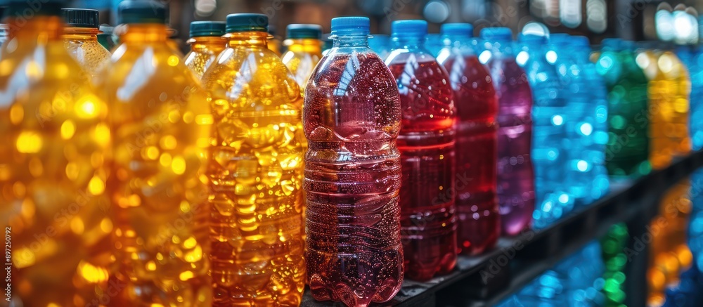 A Row of Colorful Plastic Bottles A Row of Colorful Plastic Bottles