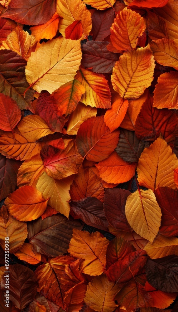 Autumn leaves close up background. Colorful fall leaves pattern. Macro top view Autumn leaves close up background. Colorful fall leaves pattern. Macro top view