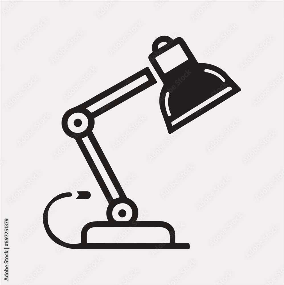 Desk lamp line Art silhouette vector on a white background Desk lamp line Art silhouette vector on a white background