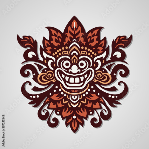 Simple Barong Balinese Head Logo Design