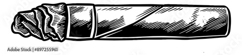cuban cigar engraving black and white outline