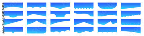Collection of blue gradient separator footers, modern dividers shapes for header of the page website, brochures, posters, cards