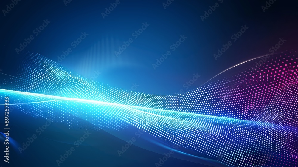 Captivating blue digital wave with glowing dots, perfect for modern projects Captivating blue digital wave with glowing dots, perfect for modern projects