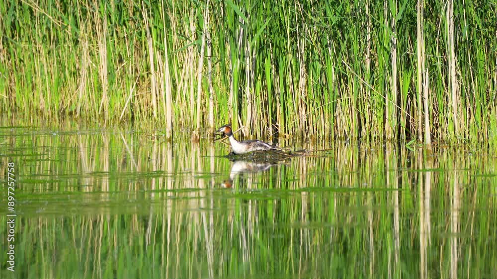 great crested grebe on the nest great crested grebe on the nest