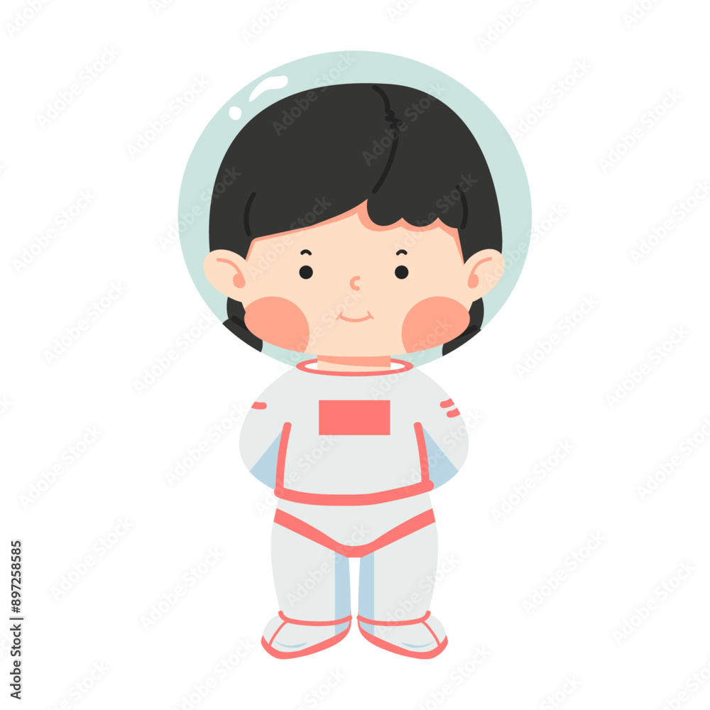 Cartoon girl astronaut in flat style Cartoon girl astronaut in flat style