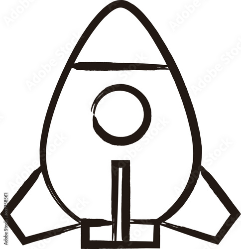 筆書き乗り物単品アイコン　宇宙ロケット