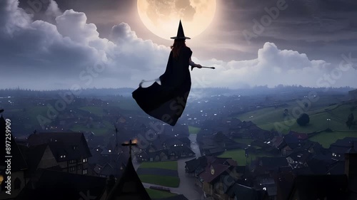 A witch flying in the sky