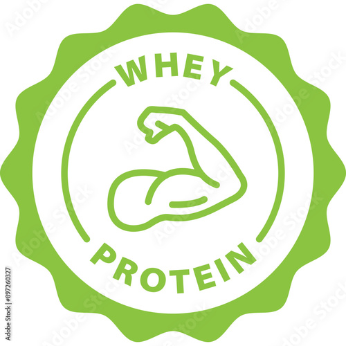 green whey protein outline icon round rounded circle badge stamp label isolated on transparent background