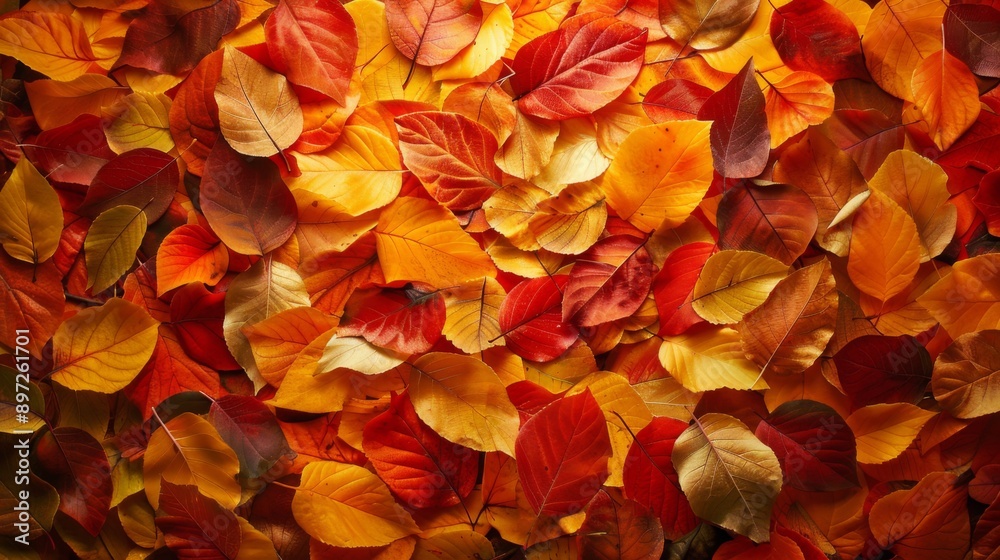 Autumn leaves close up background. Colorful fall leaves pattern. Macro top view Autumn leaves close up background. Colorful fall leaves pattern. Macro top view