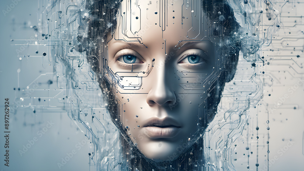 Abstract digital human face. Artificial intelligence concept of big data or cyber security. Futuristic innovative technologies. Generative ai. Abstract digital human face. Artificial intelligence concept of big data or cyber security. Futuristic innovative technologies. Generative ai.