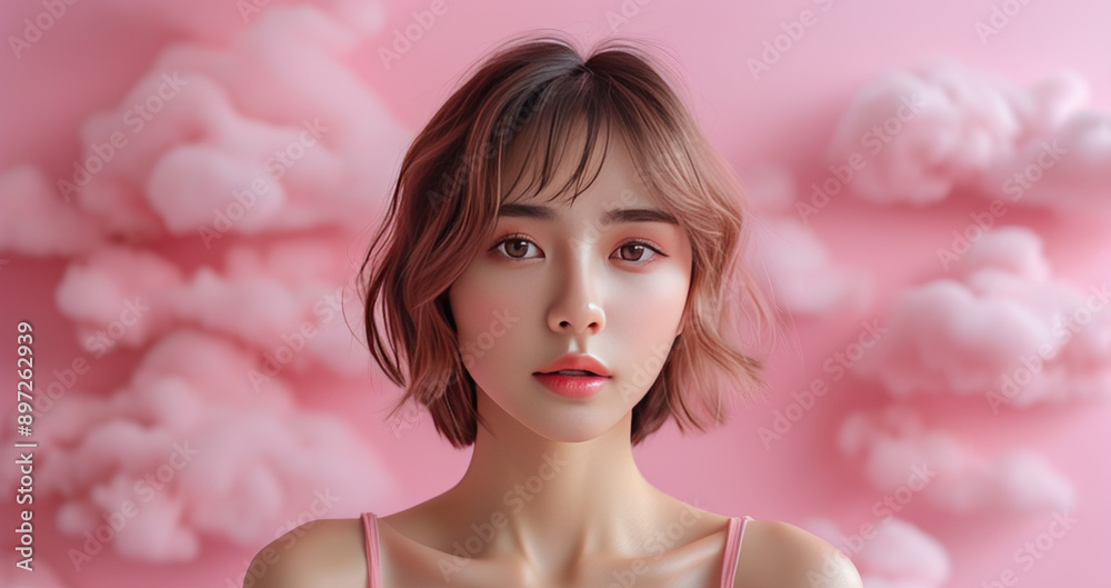 Pink girl and pink clouds Pink girl and pink clouds