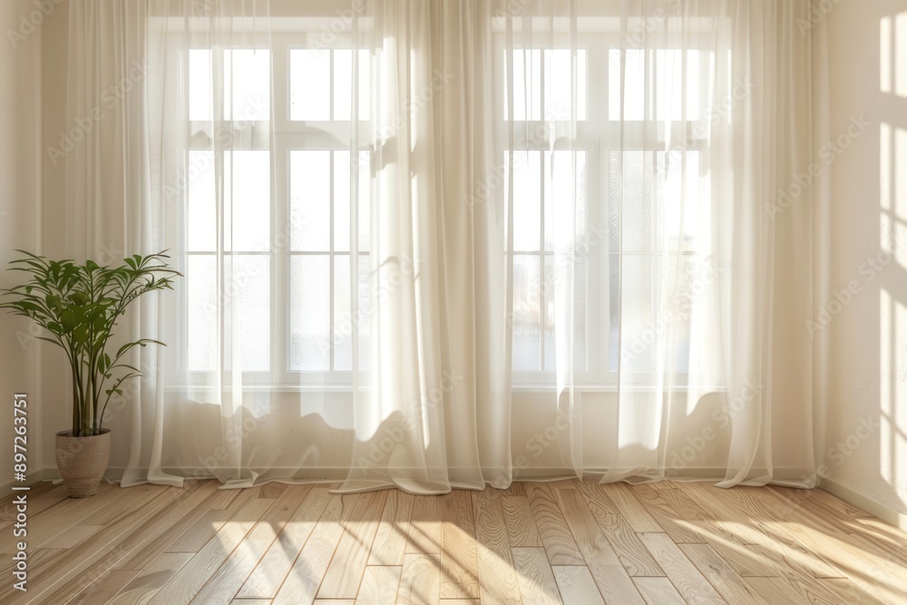Light and Airy Room with Roomy Mockup Curtains and Wall for Display Light and Airy Room with Roomy Mockup Curtains and Wall for Display