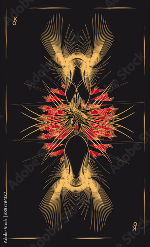 Tarot cards - back design. Chiron, dark monk. Contemporary vector art