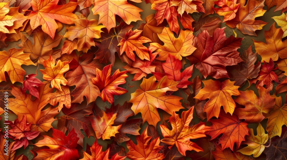 Autumn leaves close up background. Colorful fall leaves pattern. Macro top view Autumn leaves close up background. Colorful fall leaves pattern. Macro top view