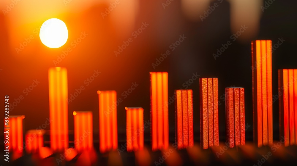 Fototapeta premium silhouette of test tubes against a vibrant sunset, symbolizing scientific progress and discovery in a warm, optimistic atmosphere