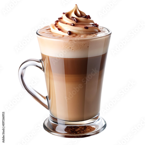 Bilde på lerret A cup of chocolate milkshake with whipped cream on top