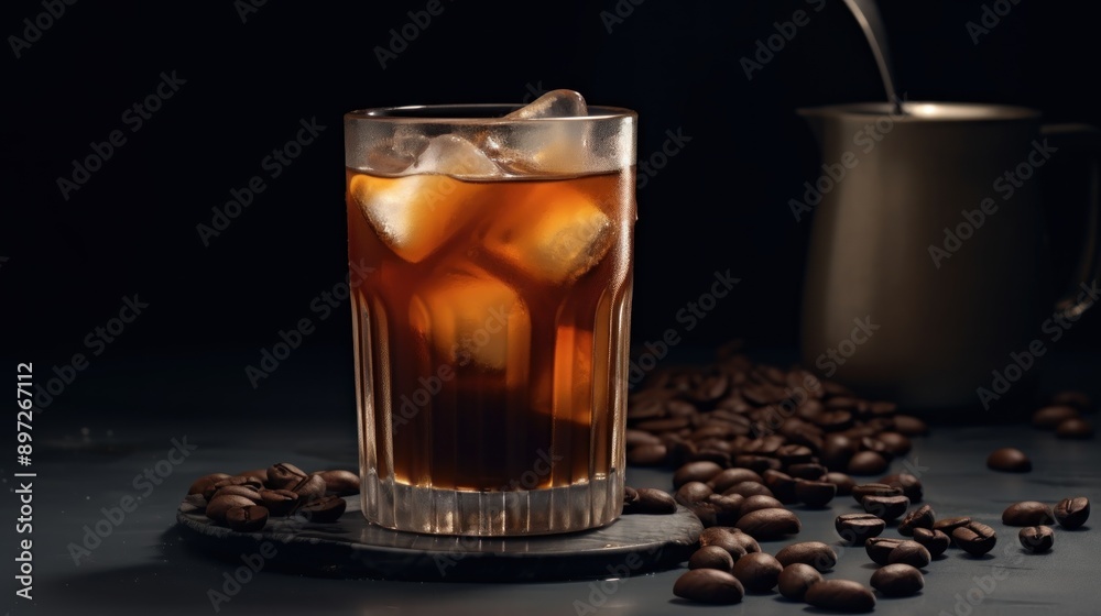 Iced Coffee and Coffee Beans Iced Coffee and Coffee Beans