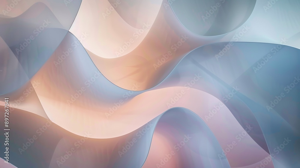 Elegant flowing waves of smooth pastel colors in abstract background