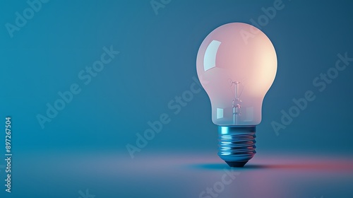 White light bulb, gradient light blue background, minimalist composition, soft studio lighting, product photography, creative concept, innovation symbolism.