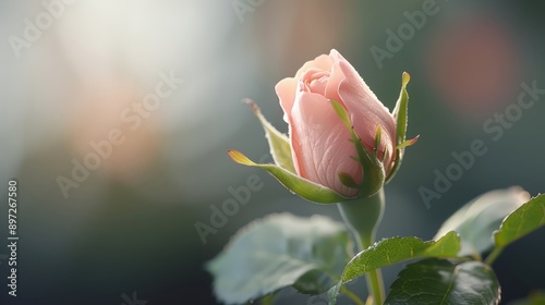 A close-up of a blooming rosebud.