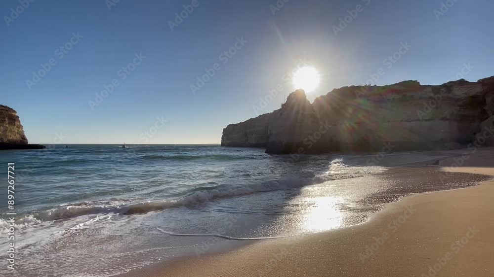 Beautiful seascape with beach, cliffs and ocean. Ferragudo, Portugal Beautiful seascape with beach, cliffs and ocean. Ferragudo, Portugal