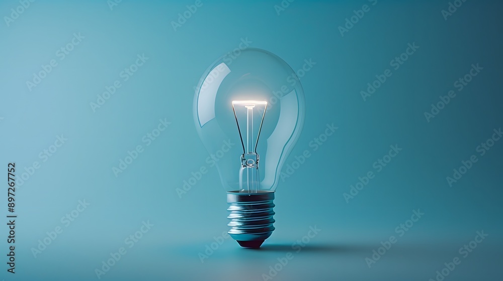 White light bulb, gradient light blue background, minimalist composition, soft studio lighting, product photography, creative concept, innovation symbolism. White light bulb, gradient light blue background, minimalist composition, soft studio lighting, product photography, creative concept, innovation symbolism.