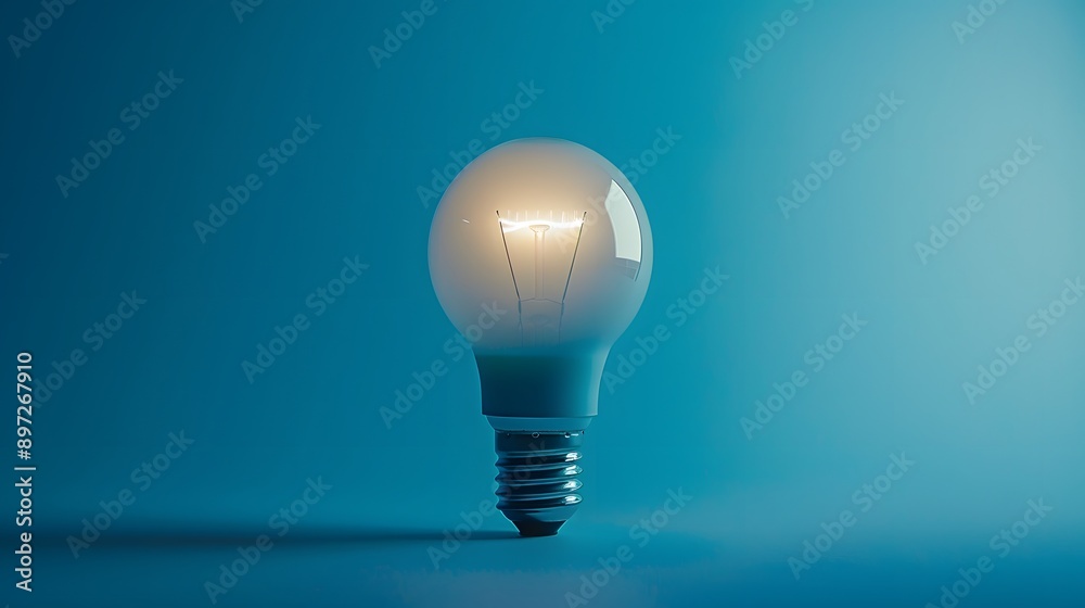 White light bulb, gradient light blue background, minimalist composition, soft studio lighting, product photography, creative concept, innovation symbolism. White light bulb, gradient light blue background, minimalist composition, soft studio lighting, product photography, creative concept, innovation symbolism.