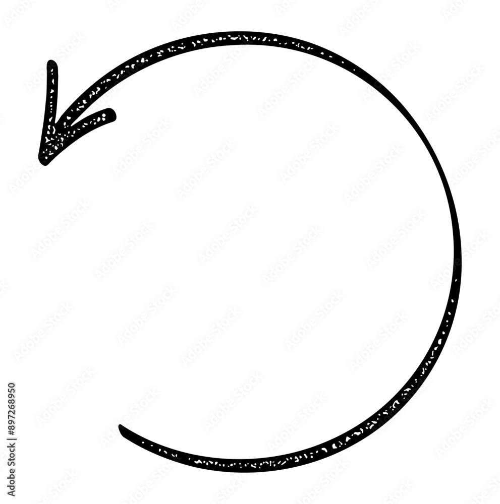 A single black arrow forming an incomplete circle, indicating rotation or cycle. Vector illustration. A single black arrow forming an incomplete circle, indicating rotation or cycle. Vector illustration.