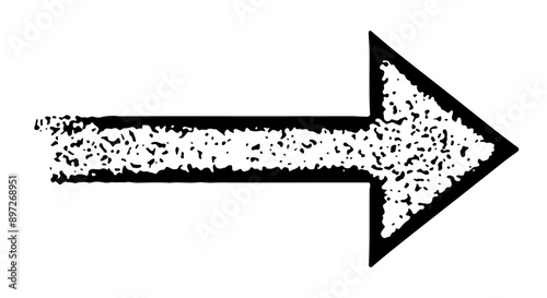 A textured black arrow pointing to the right with a speckled design. Vector illustration suitable for indicating direction or guidance.