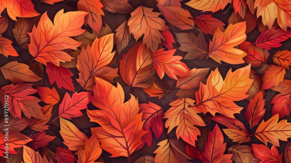 Autumn leaves close up background. Colorful fall leaves pattern. Macro top view Autumn leaves close up background. Colorful fall leaves pattern. Macro top view