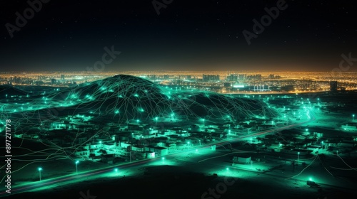 Data and telecommunication network map of saudi arabia, middle east, and north africa