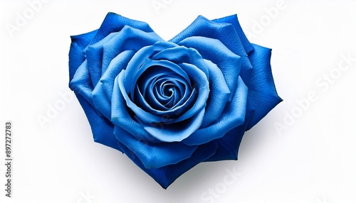 青色のハート型のバラの花（Blue heart-shaped rose flower.） photo