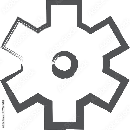 筆書きビジネス単品アイコン　歯車