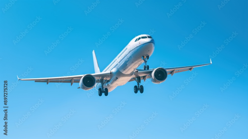 Airplane Taking Off Against Clear Blue Sky Airplane Taking Off Against Clear Blue Sky
