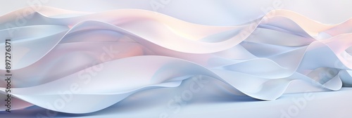 Soft white and pastel abstract waves create a modern, serene atmosphere, enhancing tranquility with a touch of elegance