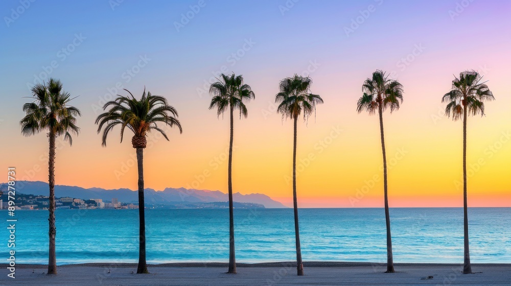 Palm Trees Silhouetted Against a Sunset Sky Palm Trees Silhouetted Against a Sunset Sky
