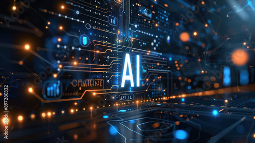 AI Circuit Design on Dark Background