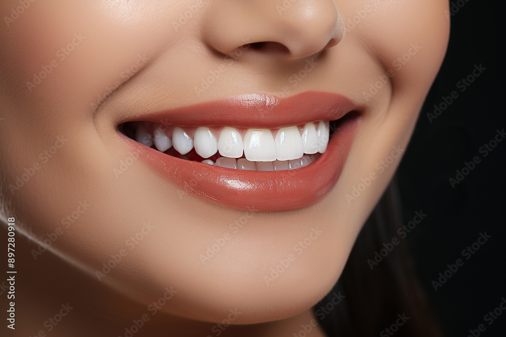 Fototapeta premium generated illustration perfect healthy teeth smile of a young woman. Teeth whitening