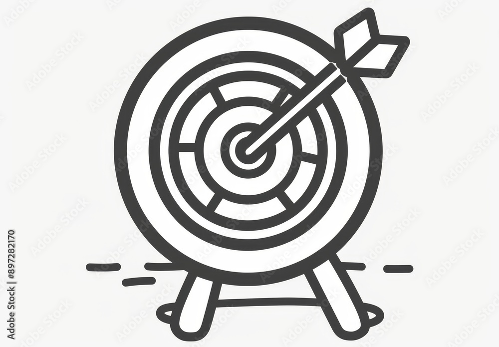 Illustration in one line: target arrow success strategy business outline. Goal eye competition icon sport sketch. Success challenge concept archery bullseye. Illustration in one line: target arrow success strategy business outline. Goal eye competition icon sport sketch. Success challenge concept archery bullseye.